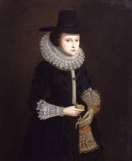 Portrait of Hester Crispe holding a Watch von English School