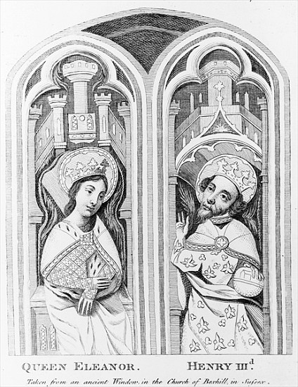 Queen Eleanor and Henry III, taken from an ancient window in the Church of Boxhill, Sussex von English School
