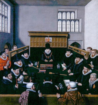The Court of Wards (oil on canvas) von English School
