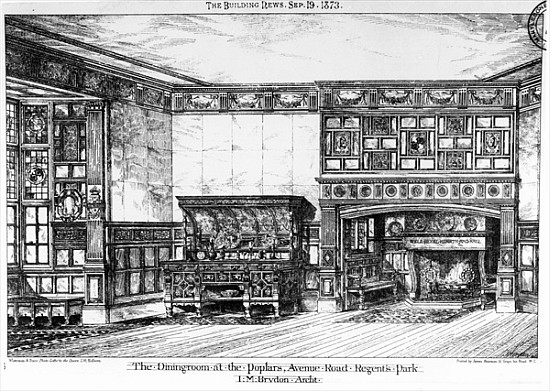 The Dining Room at the Poplars, Avenue Road, Regents Park, from ''The Building News'', 19th Septembe von English School