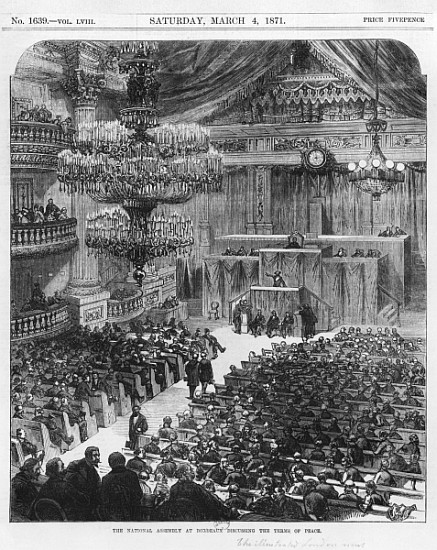 The National Assembly at Bordeaux discussing the terms of peace, the 4th of March 1871 (b/w engravin von English School