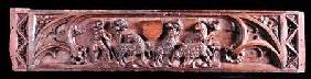 Carved lintel depicting a pastoral scene c.1450 (oa