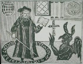 Dr Faustus in a Magic Circle, frontispiece of Gent's translation of 'Dr Faustus' published