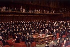 The Lord Chancellor About to Put the Question in the Debate about Home Rule in the House of Lords 1893