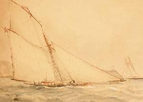 An Eight Meter Gaff rigged Topsail Cutter, The Royal Yacht Squadron c.1860  on