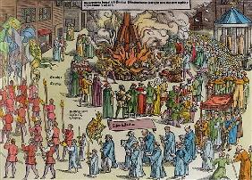 The Burning of the Remains of Martin Bucer (1491-1551) and Paul Fagius (1504-49) on Market Hill in C