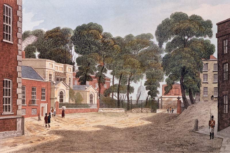View of Whitehall Yard, illustration from ''R. Ackermann''s Repository of Arts'' 1811 von English School