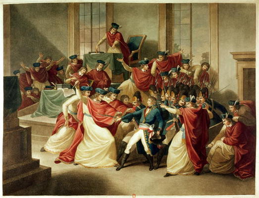 Coup d'Etat of 18 Brumaire, November 10th, 1799 (colour litho) von English School, (18th-19th century)