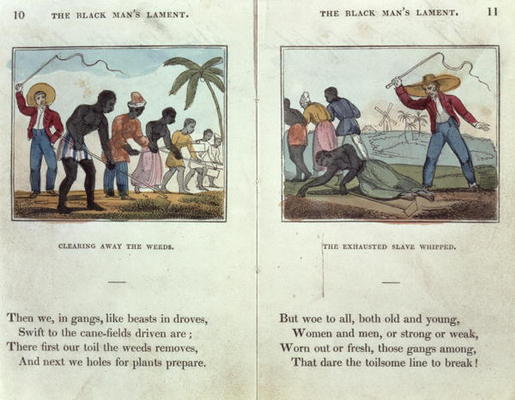 Illustration for the 'Black Man's Lament or How to Make Sugar' by Amelia Opie (1769-1853) 1813 (colo von English School, (19th century)