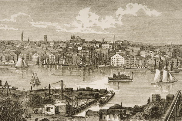 Baltimore, in c.1870, from 'American Pictures' published by the Religious Tract Society, 1876 (engra von English School, (19th century)