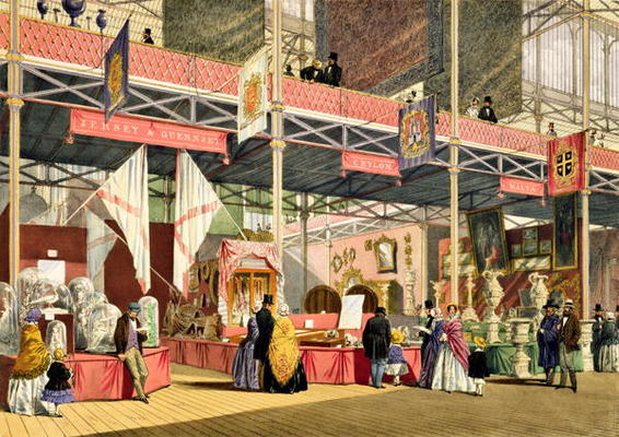 Stands for Guernsey and Jersey, Malta and Ceylon in the Great Exhibition of 1851, from Dickinson's C von English School, (19th century)