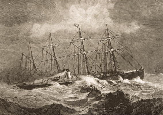 The 'Celtic' Crossing the Atlantic in Winter, c.1870, from 'American Pictures' published by the Reli von English School, (19th century)