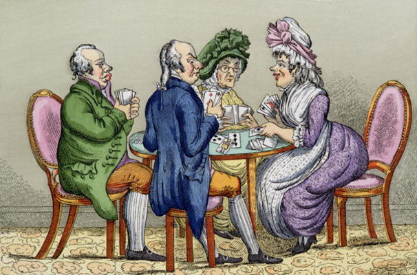 The Whist Party (colour litho) von English School, (19th century)