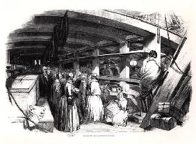 Emigrant ship, between decks, 1850 (engraving) (b/w photo)