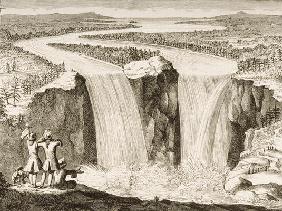 Niagara Falls, after a sketch made by Father Hennepin in 1677, from 'American Pictures' published by