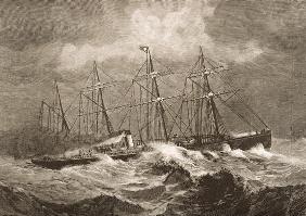 The 'Celtic' Crossing the Atlantic in Winter, c.1870, from 'American Pictures' published by the Reli 1922