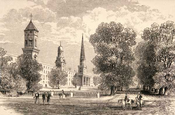 Yale College, New Haven, in c.1870, from 'American Pictures' published by the Religious Tract Societ von English School, (19th century)