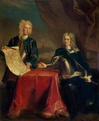 Duke of Marlborough discussing plans for the Siege of Bouchain with his Chief Engineer, Colonel Arms von Enoch Seeman