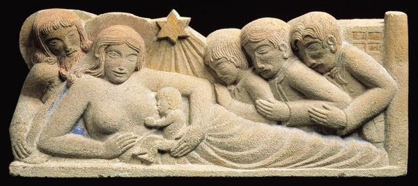 Nativity and the Adoration of the Magi, 1922 (portland stone relief with added colour)  von Eric Gill
