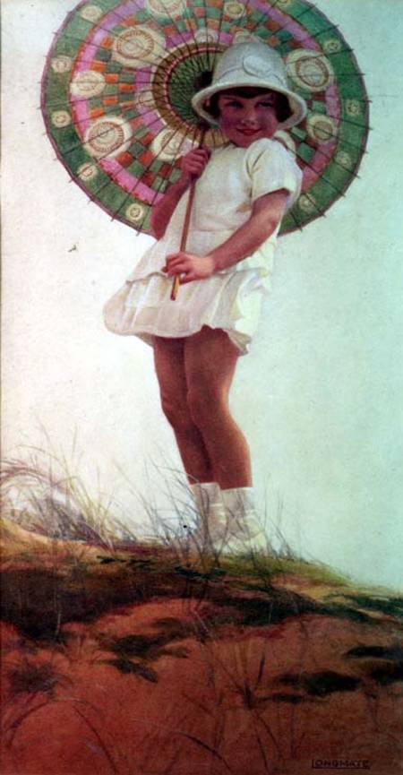Portrait of the Artist's Daughter with a Parasol von Ernest Longmate