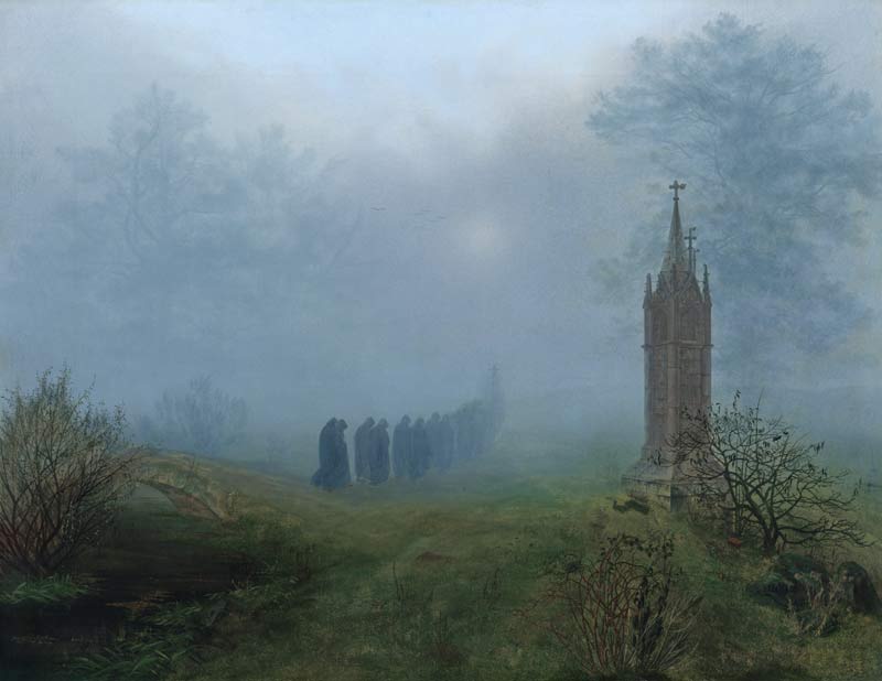 Prozession im Nebel von Ernst Ferdinand Oehme