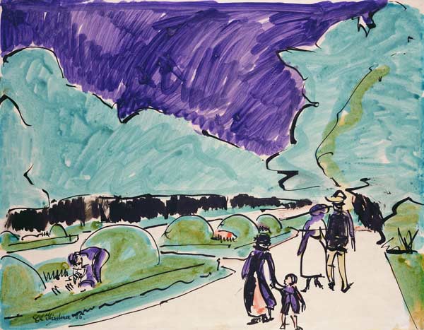 Entrance to a large garden in Dresden, 1905 (pen and ink and w/c on paper) von Ernst Ludwig Kirchner