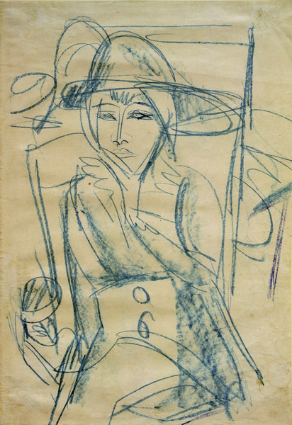 E.L.Kirchner, Damenportrait (Gerda m.Hut) von Ernst Ludwig Kirchner