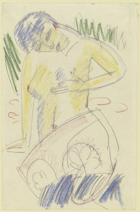 Kniender weiblicher Halbakt von Ernst Ludwig Kirchner