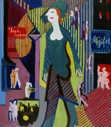 Nachtfrau (Frau geht über nächtliche Strasse) von Ernst Ludwig Kirchner