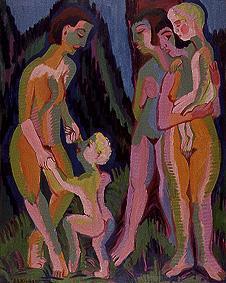 Drei nackte Frauen mit Kindern 1925/1932