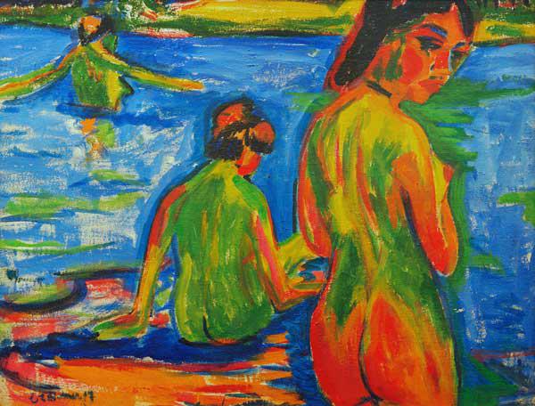 Im See badende Mädchen