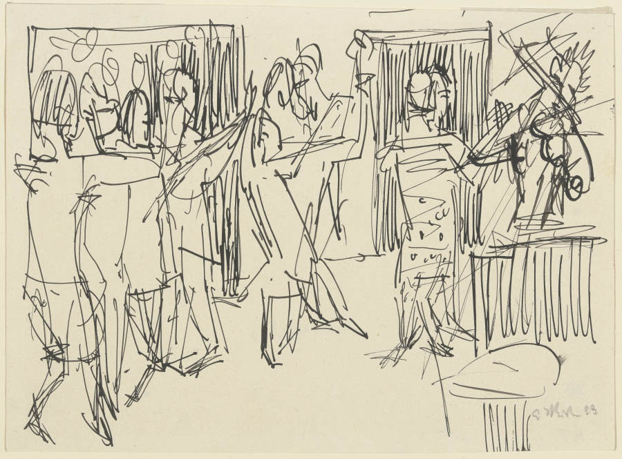Vier tanzende Paare und Geiger von Ernst Ludwig Kirchner