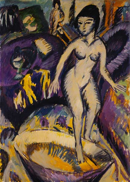 Weiblicher Akt mit Badezuber von Ernst Ludwig Kirchner