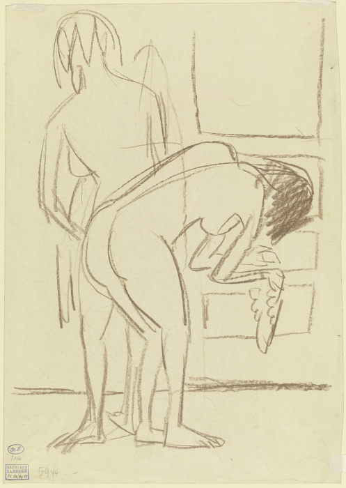 Zwei Frauen, sich abtrocknend von Ernst Ludwig Kirchner