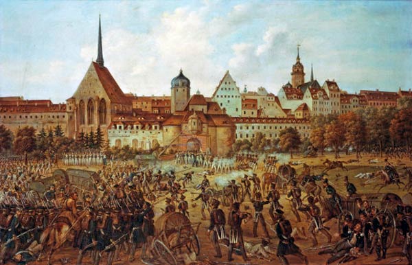 Kampf vor dem Grimmaischen Tor von Ernst Wilhelm Straßberger