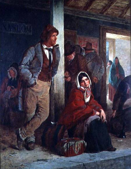 Irish Emigrants Waiting for a Train von Erskine Nicol