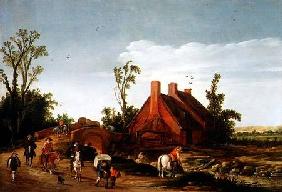 A Wooded Landscape with Travellers on a Track 1624