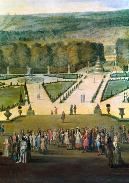 Promenade of Louis XIV by the Parterre du Nord, detail of Louis and his entourage c.1688