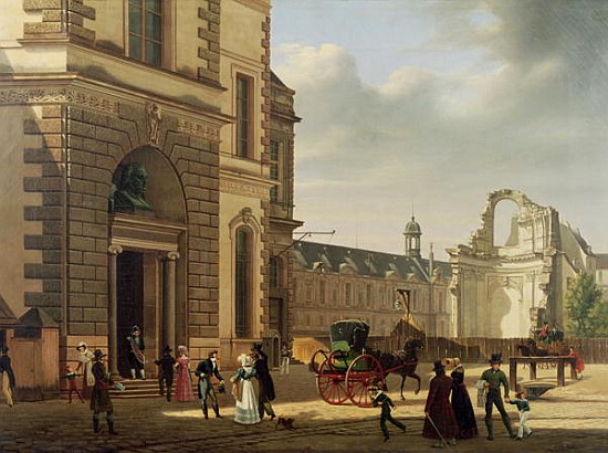 The Entrance to the Musee de Louvre and St. Louis Church von Etienne Bouhot