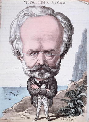 Victor Hugo (1802-85) on Jersey rock, 1867 (colour engraving) von Etienne Carjat
