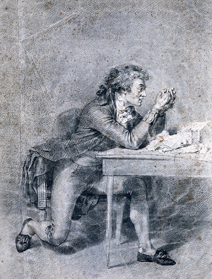 Francois Buzot (1760-94) contemplating a portrait miniature of Madame Roland (1754-93) von Etienne-Charles Leguay