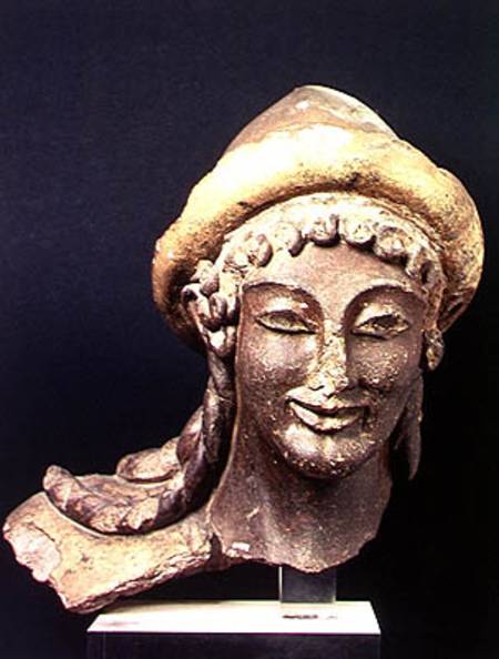 Head of Hermes wearing a pilos, from the Temple of Portonaccio, Veii von Etruscan