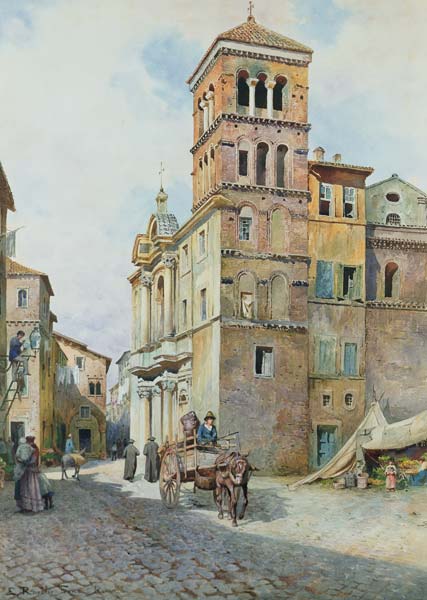 View of Santa Maria in Monticelli, Rome  on von Ettore Roesler Franz