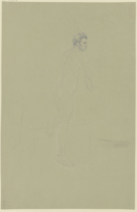 Männlicher Akt, mit angewinkeltem linken Bein nach rechts von Eugen Eduard Schäffer