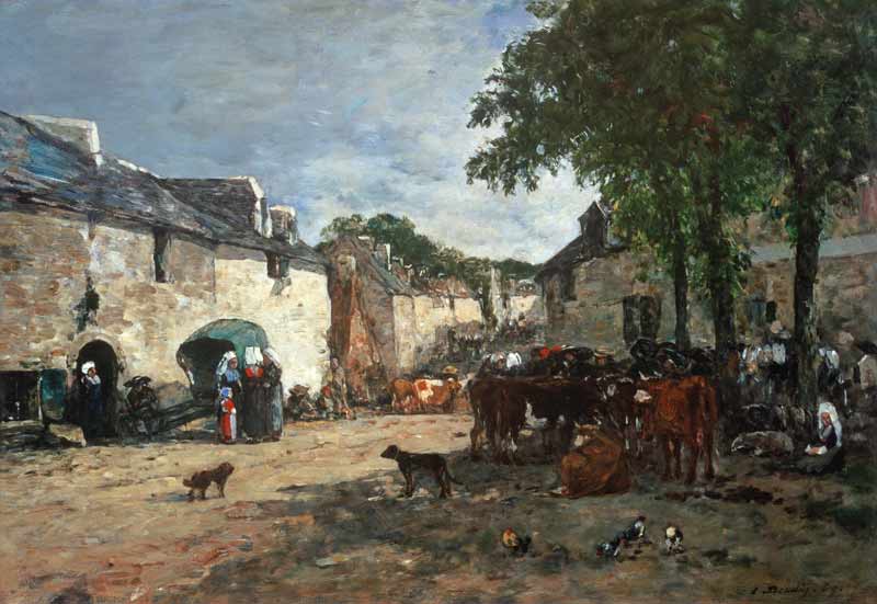 Auf dem Viehmarkt in Douala. von Eugène Boudin