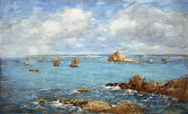 Douarnenez, Meeresbucht mit Schiffen von Eugène Boudin