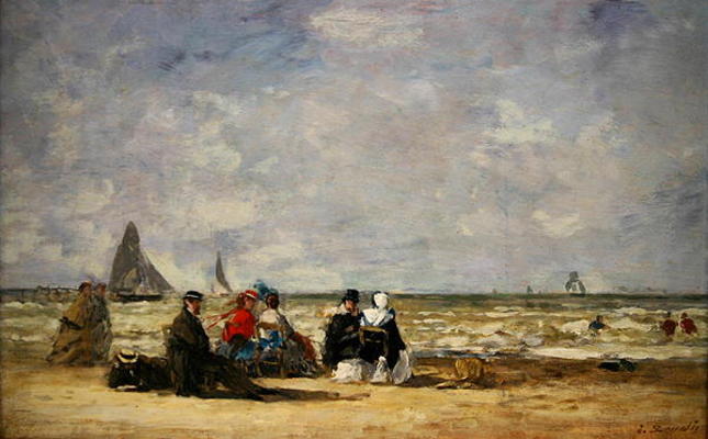 Beach Scene (oil on canvas) von Eugène Boudin