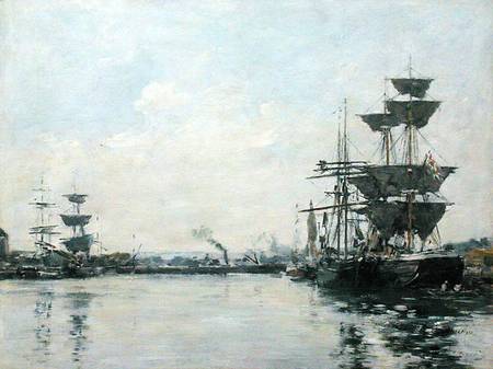 Le Havre, ships in a basin von Eugène Boudin