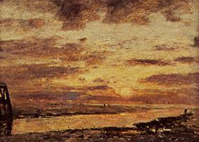 Sonnenuntergang über dem Meer bei Trouville von Eugène Boudin
