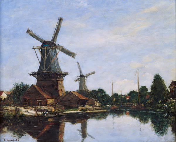 Dutch Windmills, 1884 (oil on canvas) von Eugène Boudin
